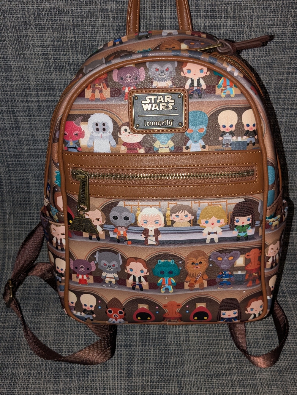 Loungefly Star Wars Mini Backpack in Brown with Multi-Color Character Print